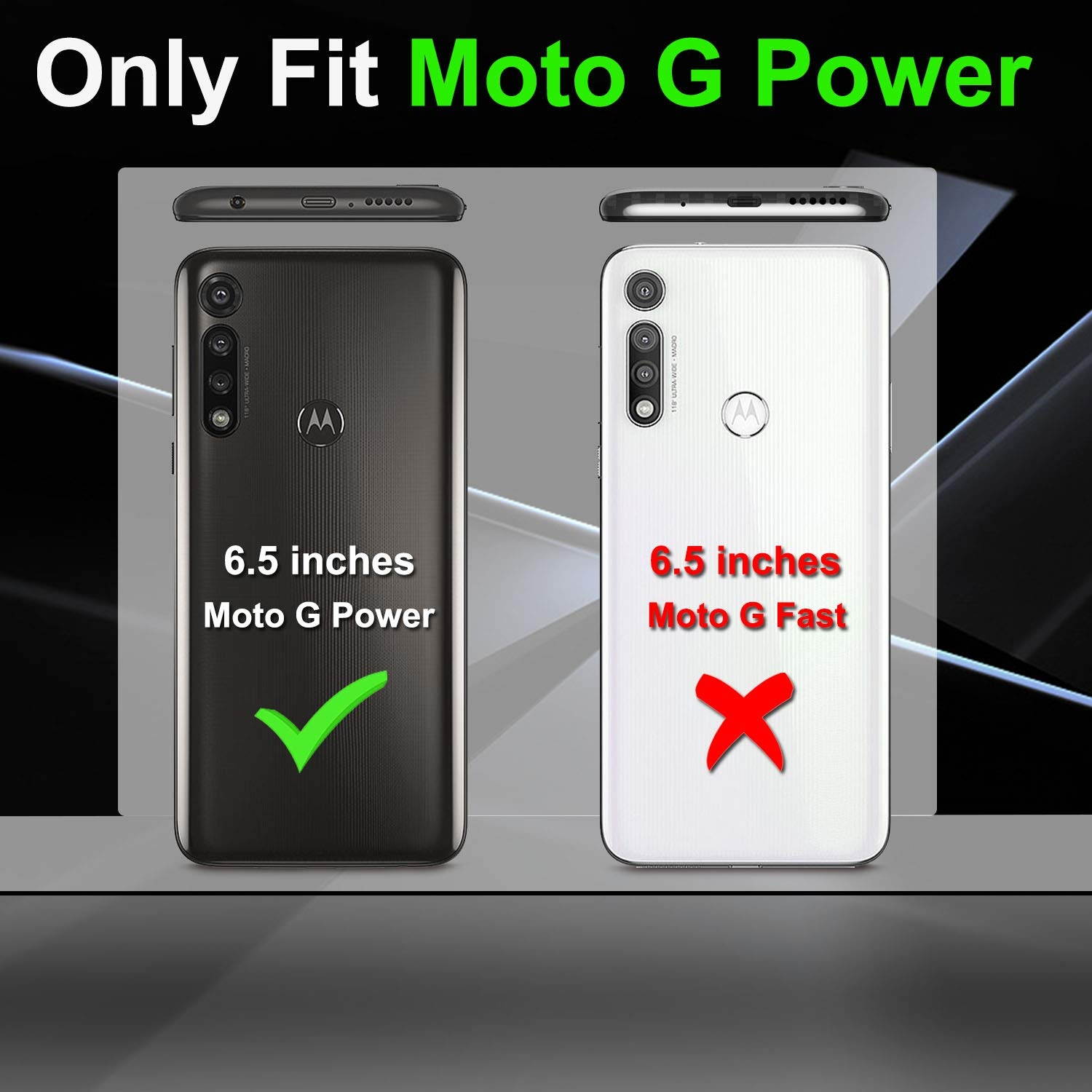Moto G Power Case 2020 with HD Screen Protector, 360&deg; Rotation Ring Holder Kickstand [Work with Magnetic Car Mount] PC+ TPU Phone Case for Motorola Moto G Power, Midnight Green