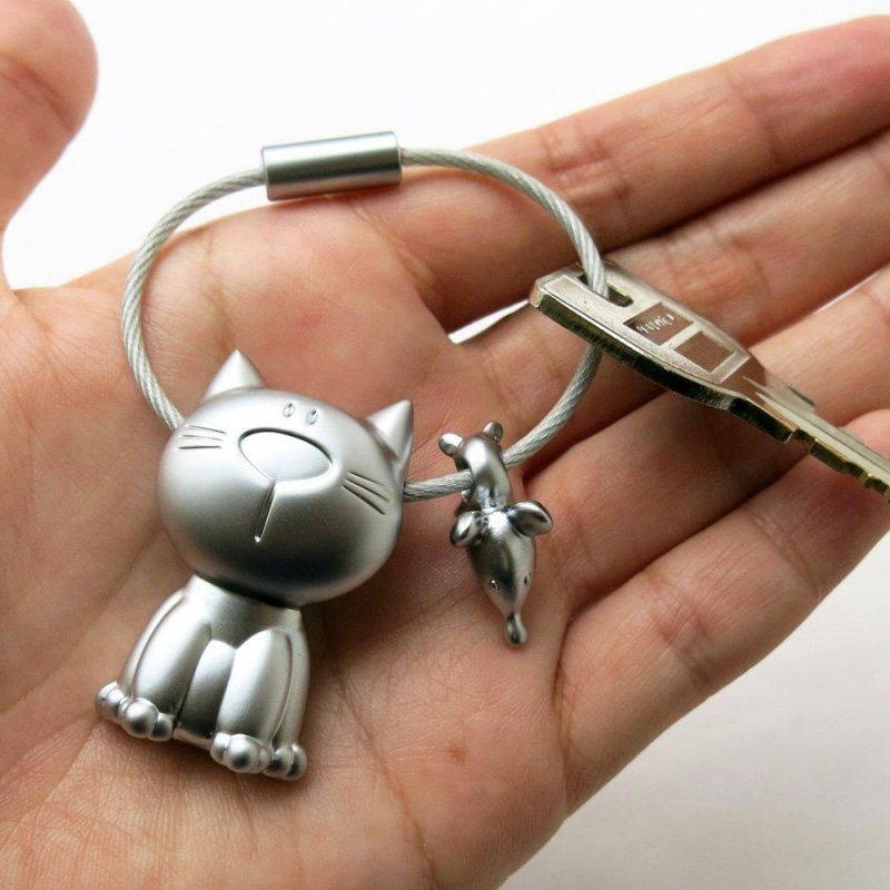 TROIKA KATZ + MAUS &ndash; KR14-20/MA &ndash; Keyring &ndash; cast metal&ndash; matt &ndash; chrome plated &ndash; silver &ndash; TROIKA-original