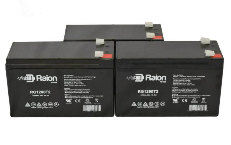 Raion Power 12V 9Ah Replacement Battery With T2/F2 Terminals For Universal Power UB1290 (40748) - 3 Pack