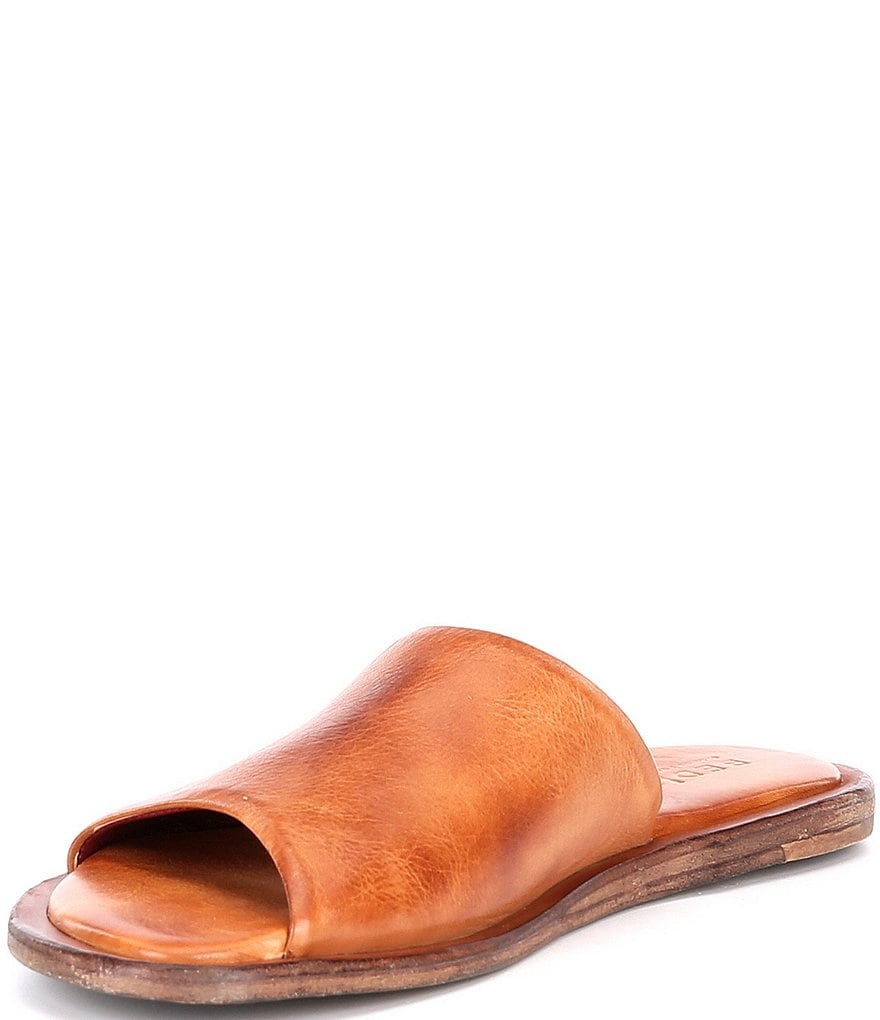 Bed Stu Kate Tanned Leather Flat Slide Sandals