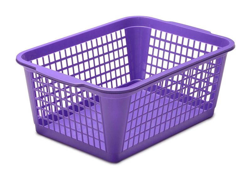 YBM HOME Plastic Perforated Storage Basket Bin Office Drawer, Shelf Desktop Countertop Tray Organizer 32-1184 (1, Purple)