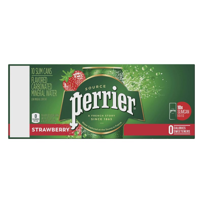 Perrier Strawberry Flavored Carbonated Mineral Water - 10pk/8.45 fl oz Cans