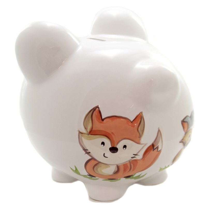 Bank 7.75" Woodland Piggy Bank Fox Deer Woodland Animals  -  Decorative Banks