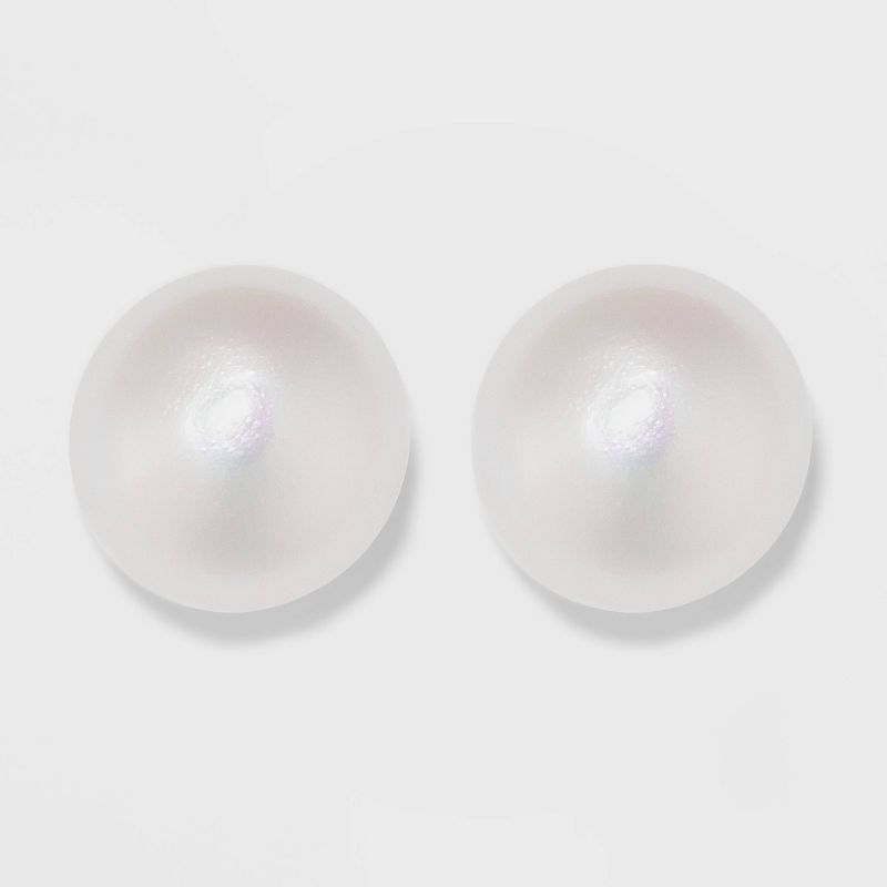 Sterling Silver Freshwater Pearl Stud Fine Jewelry Earrings - A New Day™ Silver/White