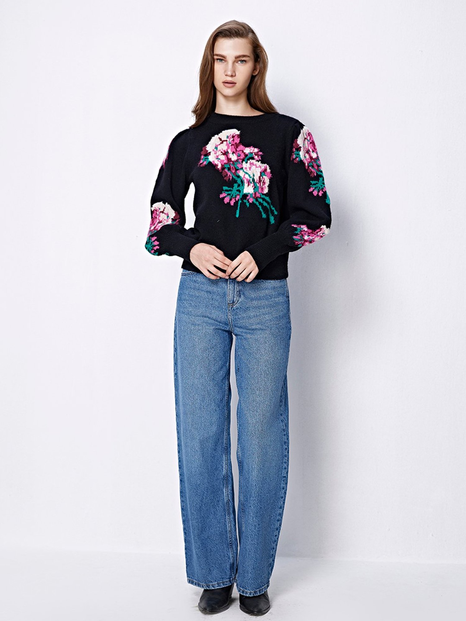 Cover Story Black Printed Sweater