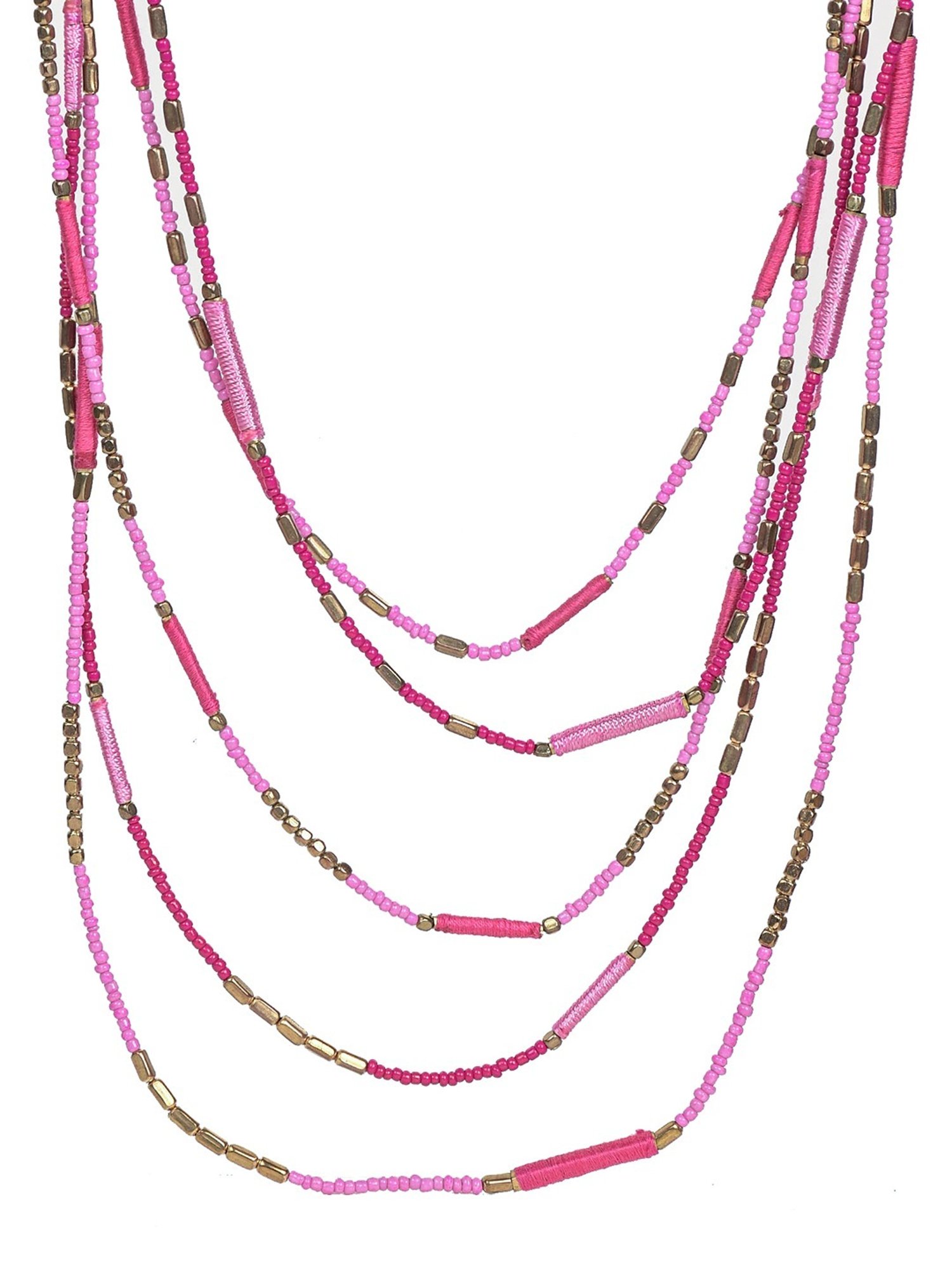 Imli Street Pink Long Beaded Handcrafted Necklace