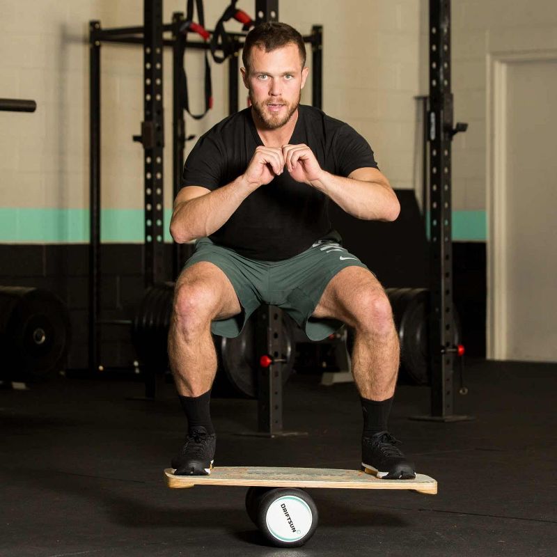 Driftsun Classic Hardwood Sturdy Balance Board Core Trainer Exercise Training Deck for Ski Surfing Skating w/ 6 Inch Diameter Non Skid Textured Roller