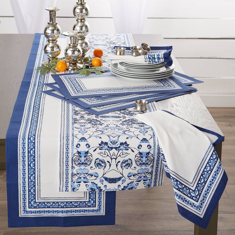 72" x 14" Cotton Porto Stripe  Kitchen Table Runner - Design Imports