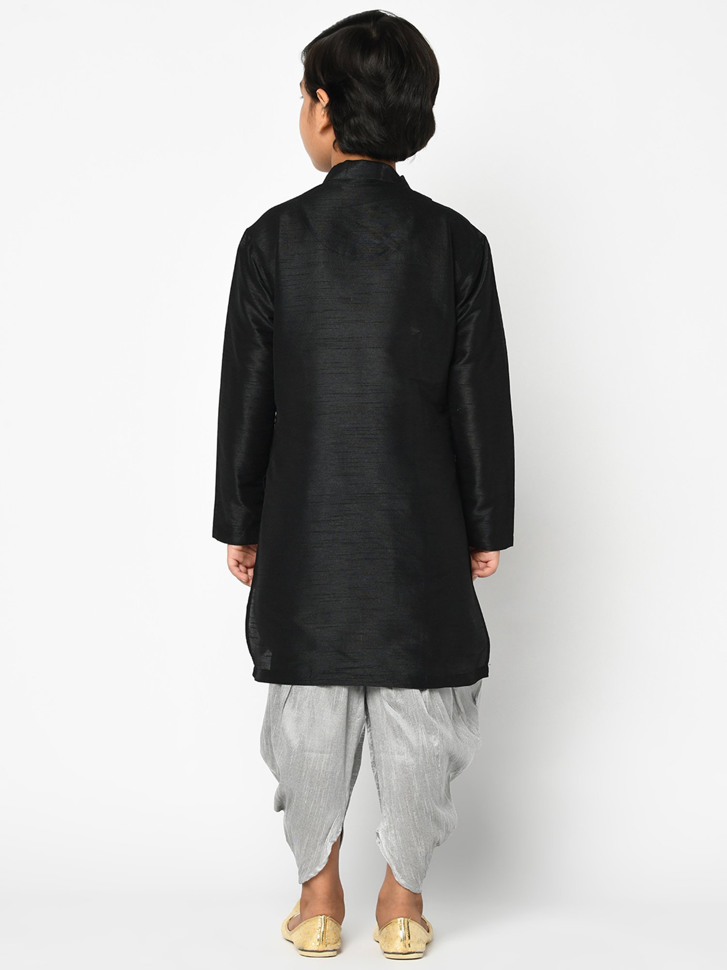 Deyann Kids Black & Grey Solid Full Sleeves Kurta with Dhoti