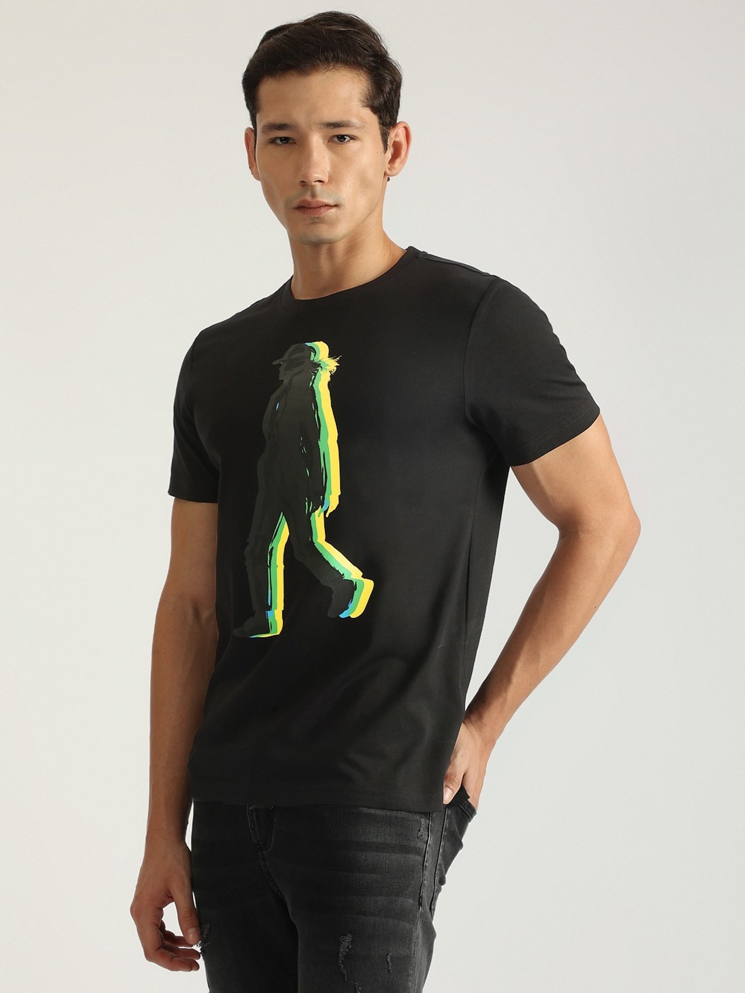 Antony Morato Black Pure Cotton Regular Fit Printed T-Shirt