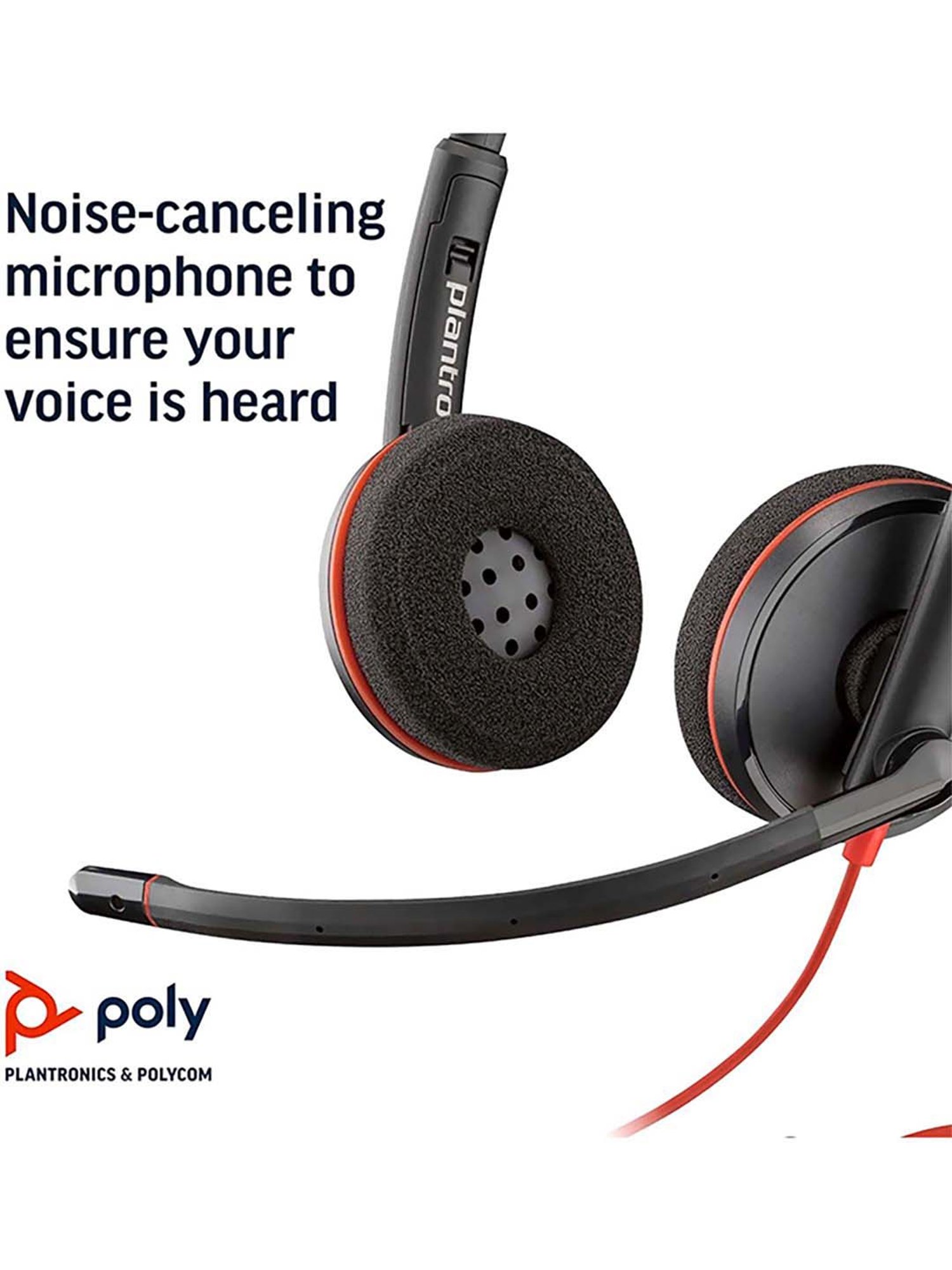 Poly Blackwire 3220 209745-22 Wired Headphone with Microphone (Black)