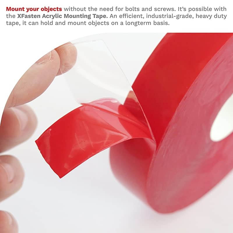 Double Sided Acrylic Mounting Tape Removable, Clear, 1-Inch x 450-Inch, Weatherproof Adhesive for Brick, Walls- Indoor and Outdoor Applications