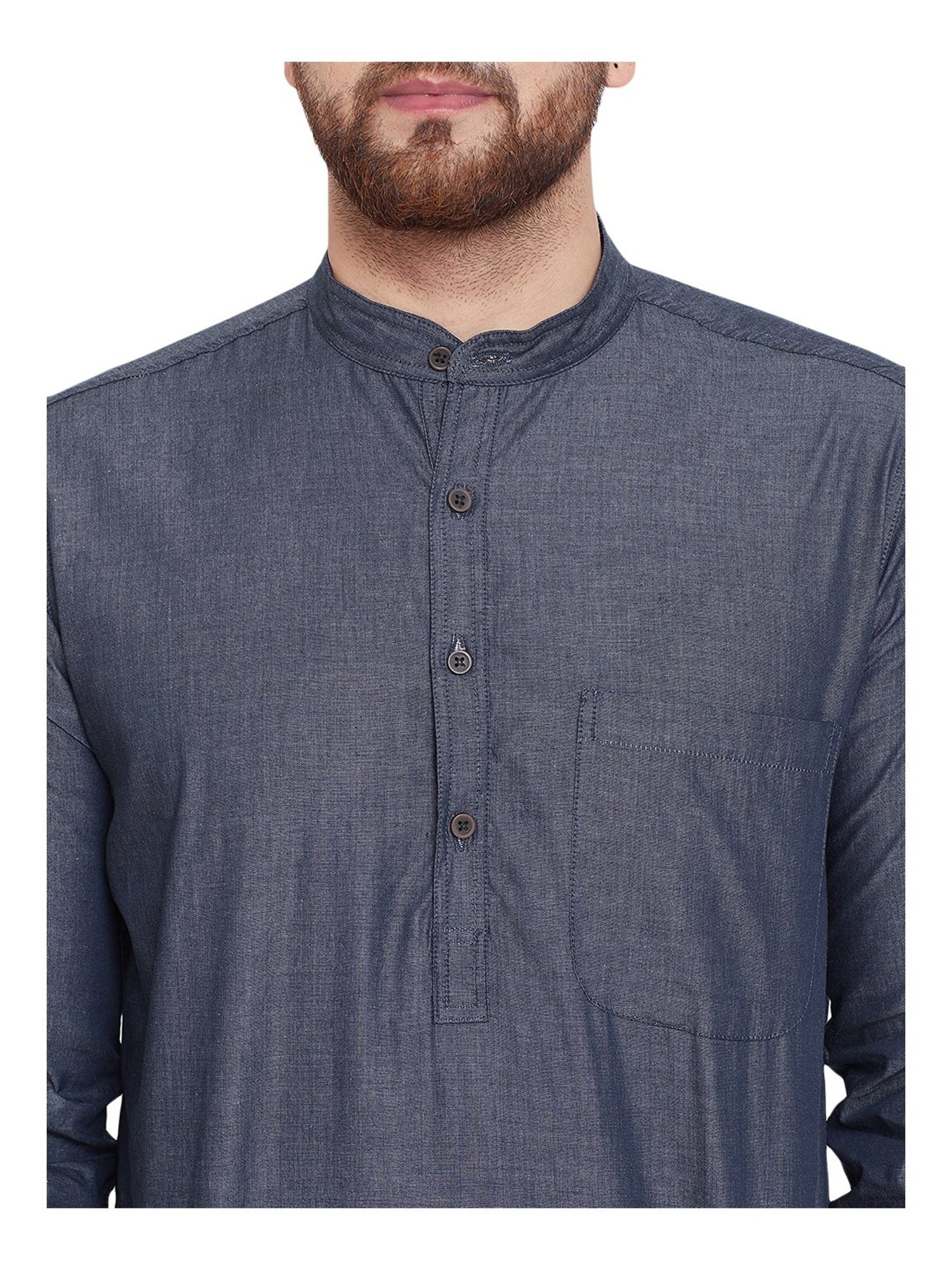 Even Navy Cotton Regular Fit Kurta