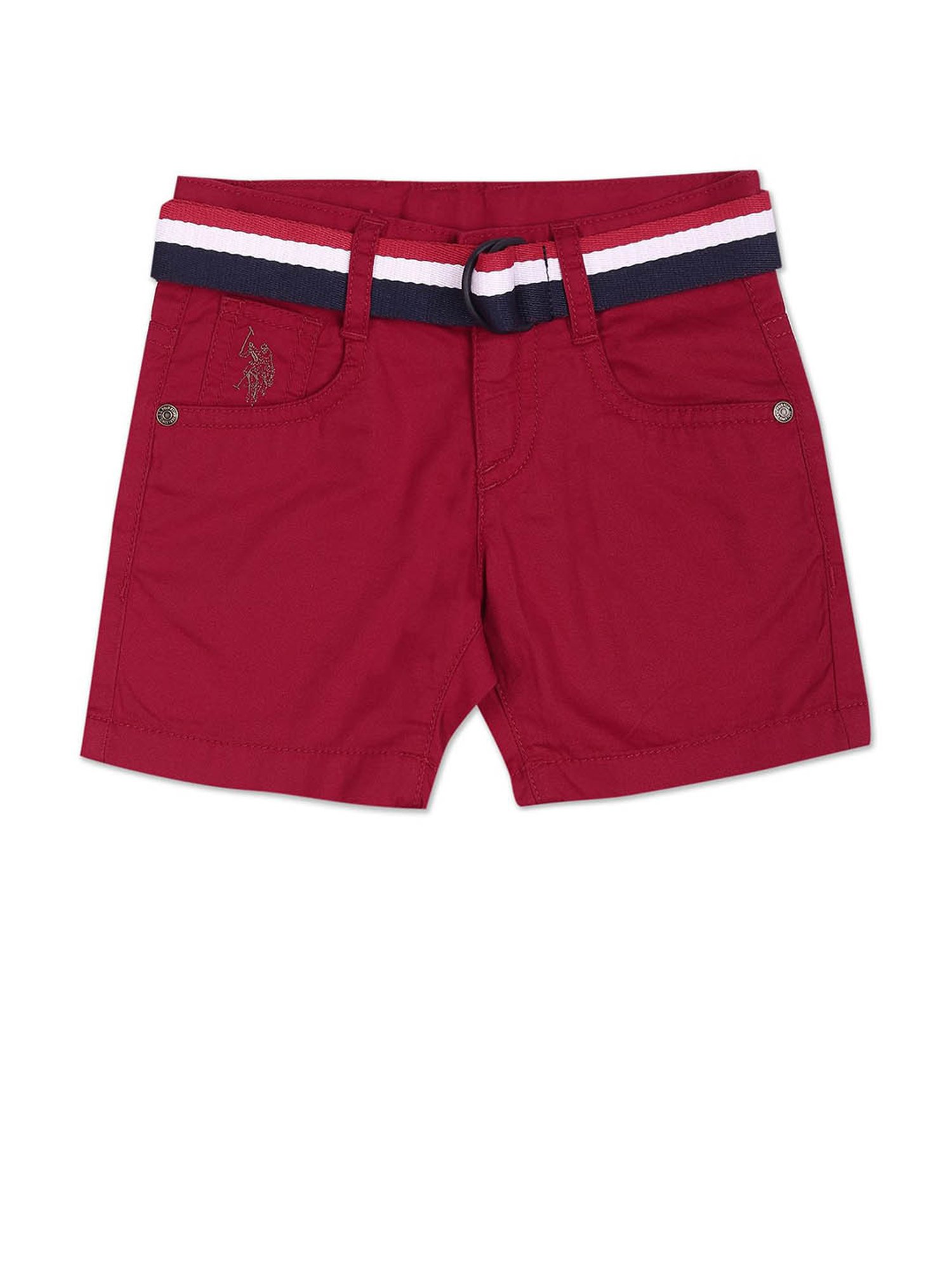 U.S. Polo Assn. Kids Red Solid Shorts