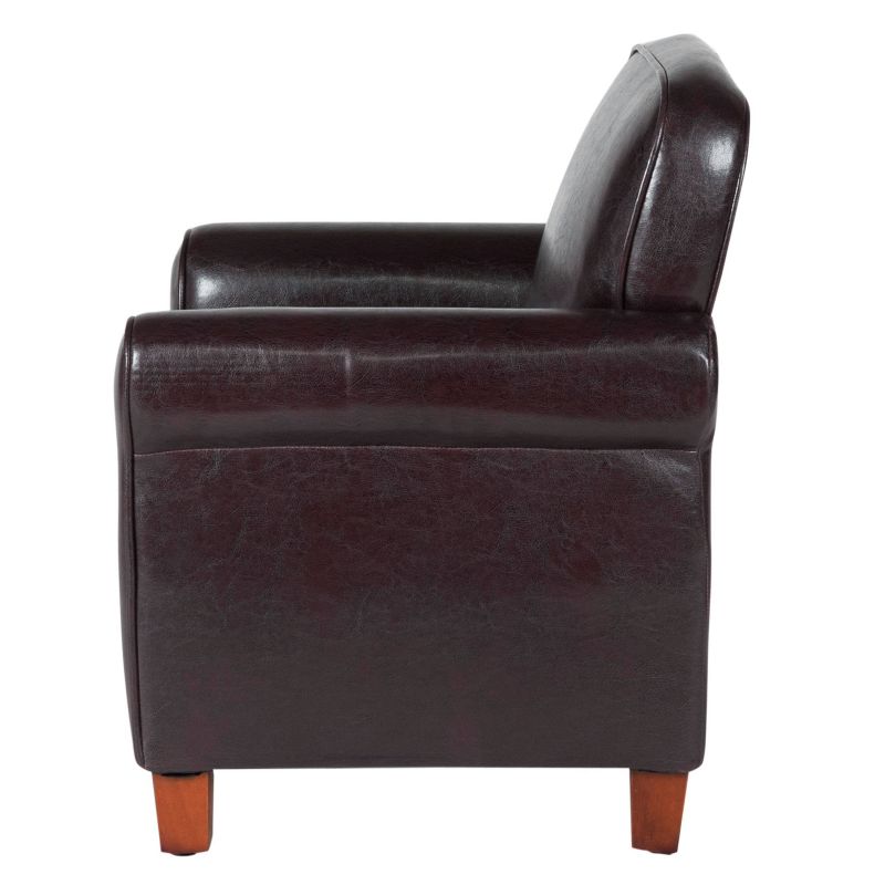 Kids' Faux Leather Accent Chair with Rolled Arms Brown - Home Pop