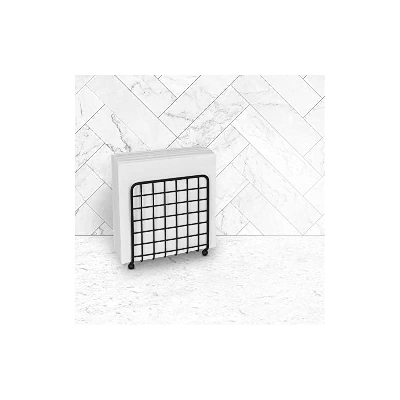 Grid Napkin Holder, Upright Rustic Paper Napkin Dispenser for Kitchen Tables & Countertops, Vertical Napkin Stand With Farmhouse Charm
