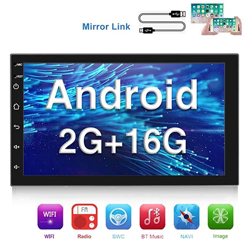 Din Android Car Stereo with GPS 7 Inch Capacitive Touch Screen FM Radio Reciever Supports Mirror Link WiFi Connect Steering Wheel Remote Control + Backup Camera