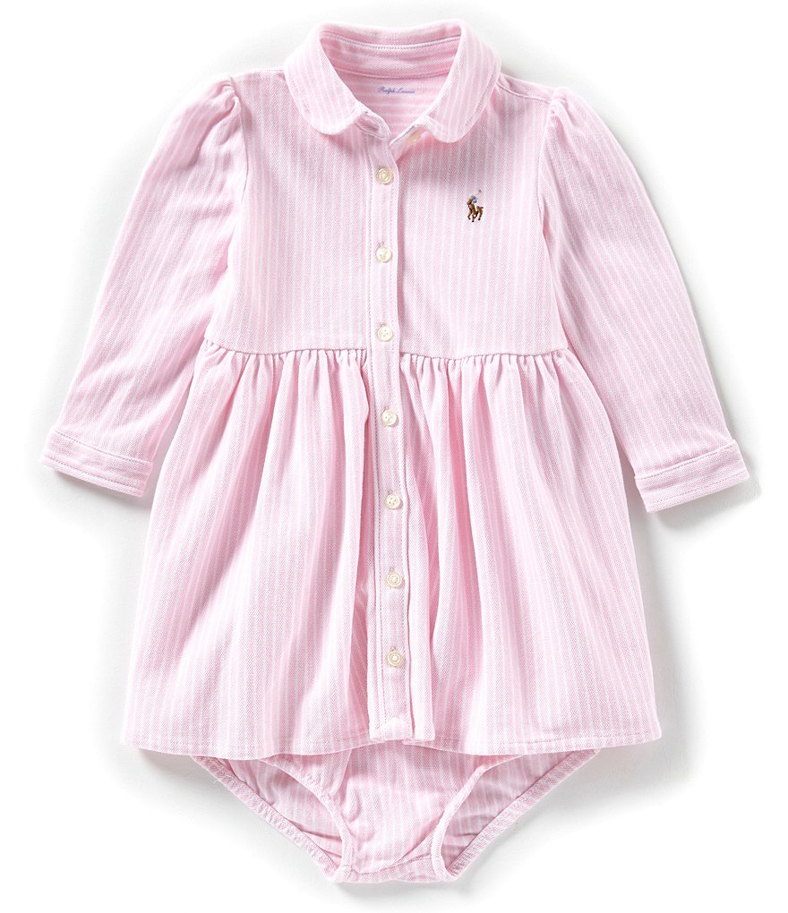Ralph Lauren Baby Girls 3-24 Months Long-Sleeve Oxford Stripe Dress