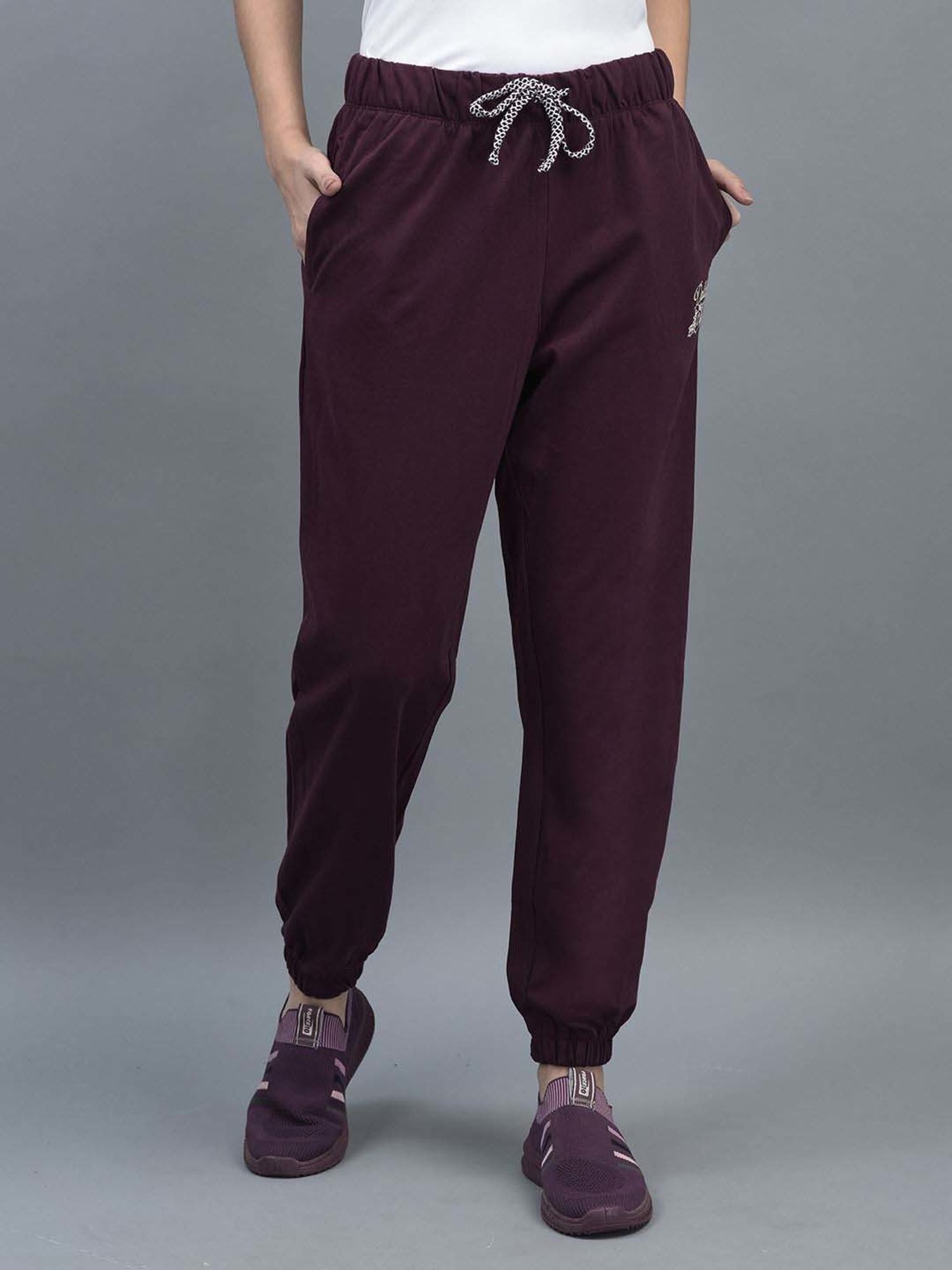 Dollar Maroon Cotton Logo Work Joggers