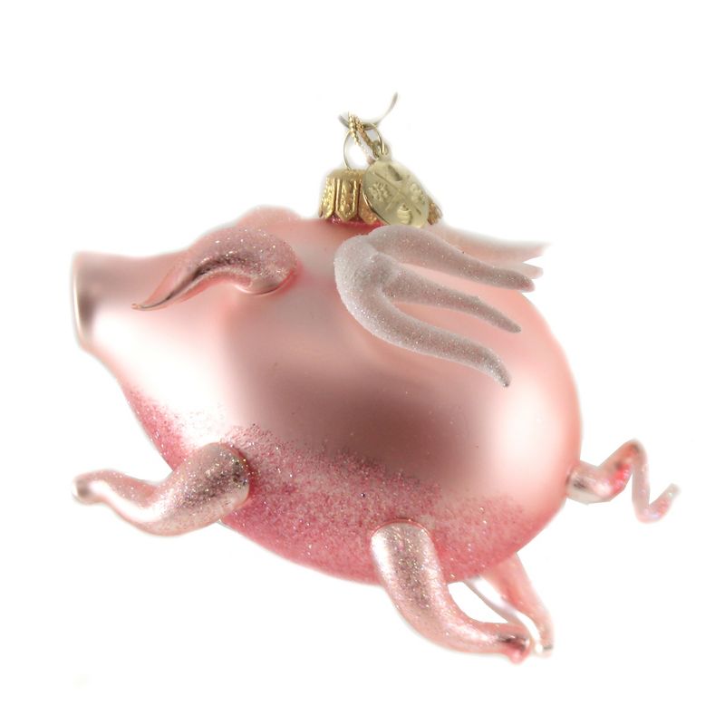 Morawski 3.0" Flying Pig With Glitter Wings Ornament Cincinnati Marathon  -  Tree Ornaments