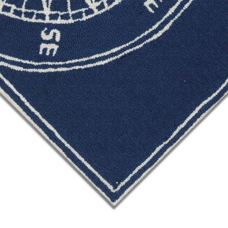 Frontporch Indoor/Outdoor Compass Navy 3' Round Rug Navy - Liora Manne