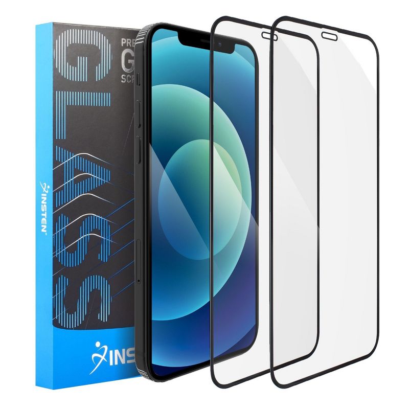 Insten 2-Pack Tempered Glass Ultra-Clear Anti-Scratch Screen Protector Film Cover with Alignment Frame For iPhone 12 / 12 Pro (6.1 inch)