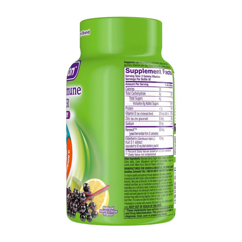 Vitafusion Triple Immune Power 50mg Elderberry Supplement Gummies - 60ct