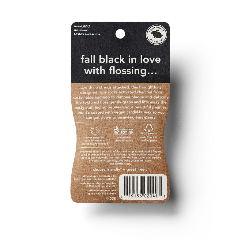 hello Activated Charcoal Infused Floss Natural Peppermint Flavor - Trial Size - 50m