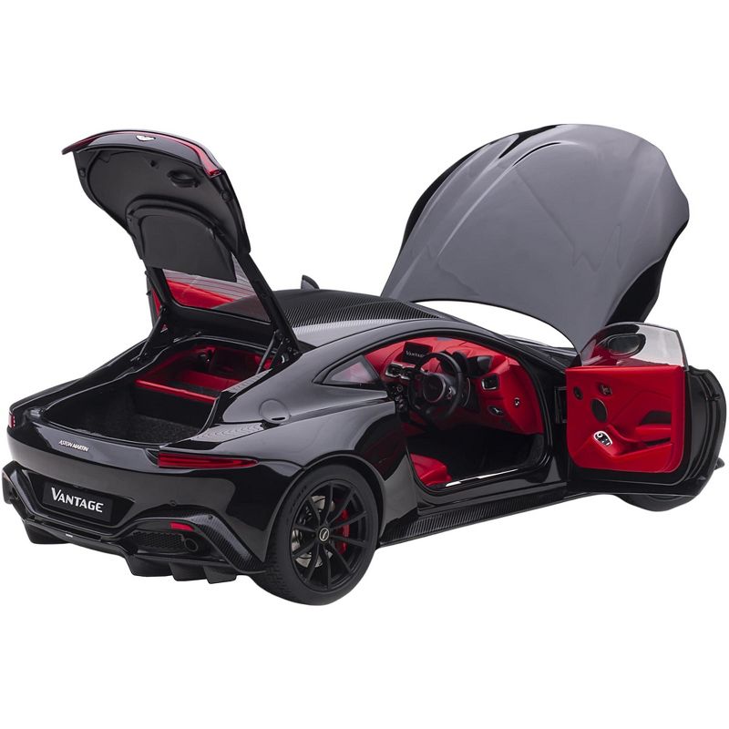 2019 Aston Martin Vantage RHD (Right Hand Drive) Jet Black with Red Interior 1/18 Model Car by Autoart