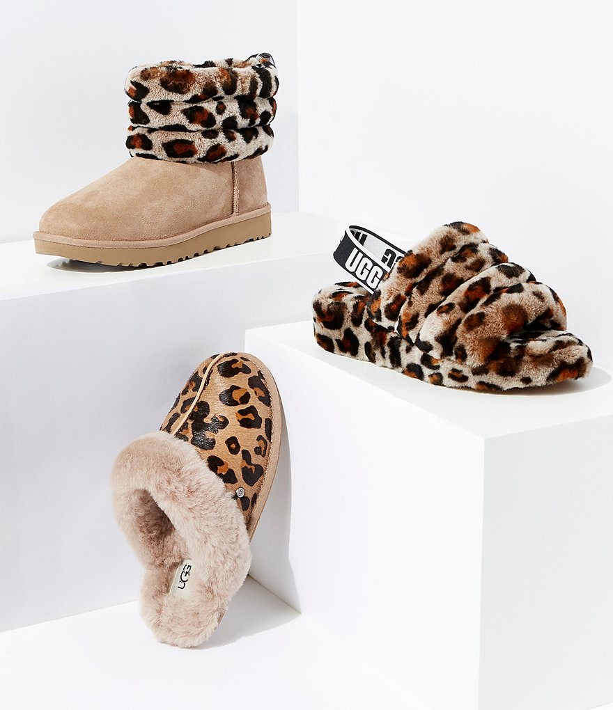 UGG&reg; Fluff Yeah Leopard Print Fur Slides