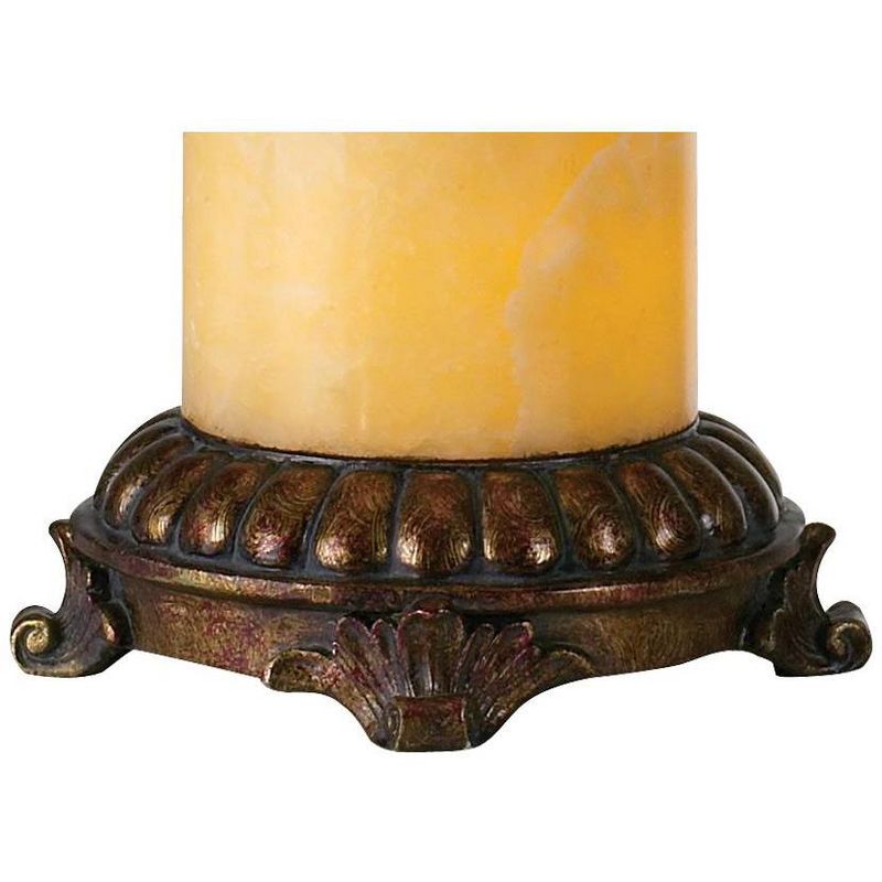 Barnes and Ivy Traditional Table Lamp with Nightlight Bronze Onyx Column Off White Bell Shade for Living Room Family Bedroom