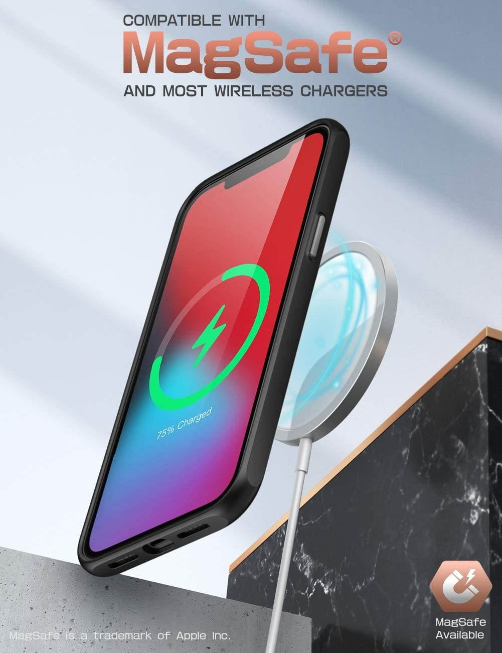 SupCase Unicorn Beetle Style Series Case Designed for iPhone 12 (2020) / iPhone 12 Pro (2020) 6.1 Inch Premium Hybrid Protective Clear Case (Black)