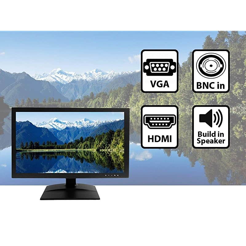Security 185 HD LCD Security Monitor HDMI VGA amp BNC Input Build in Speaker Audio Video Display Computer PC monitor for CCTV DVR Home Office Surveillance Optional Mount