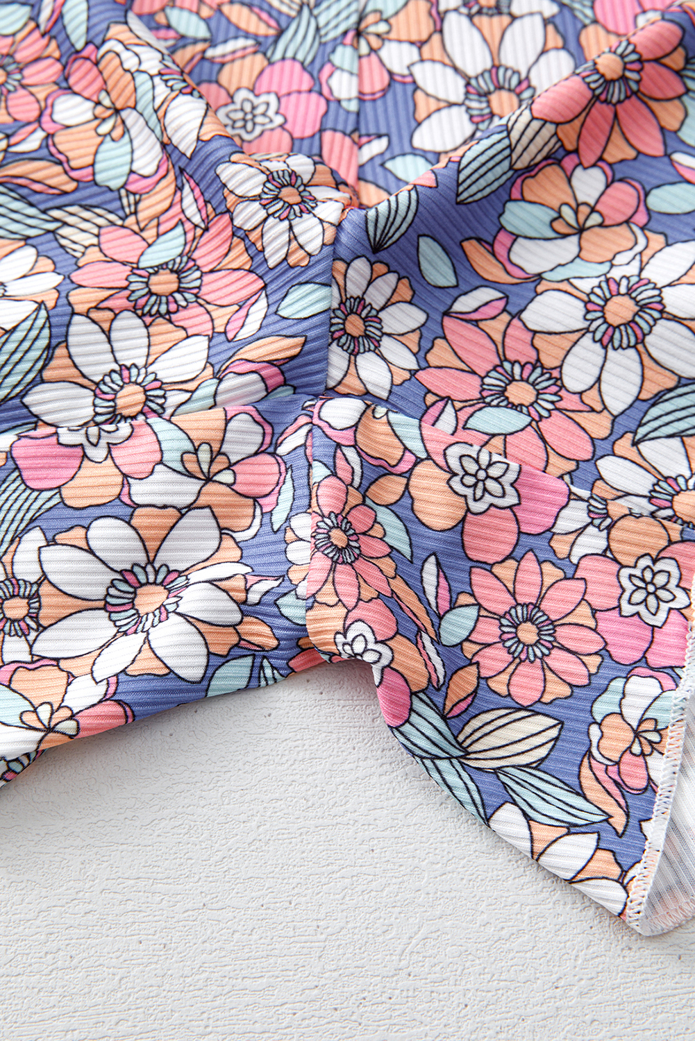 Skobeloff Textured Ruffle Split Top and Drawstring Shorts Set