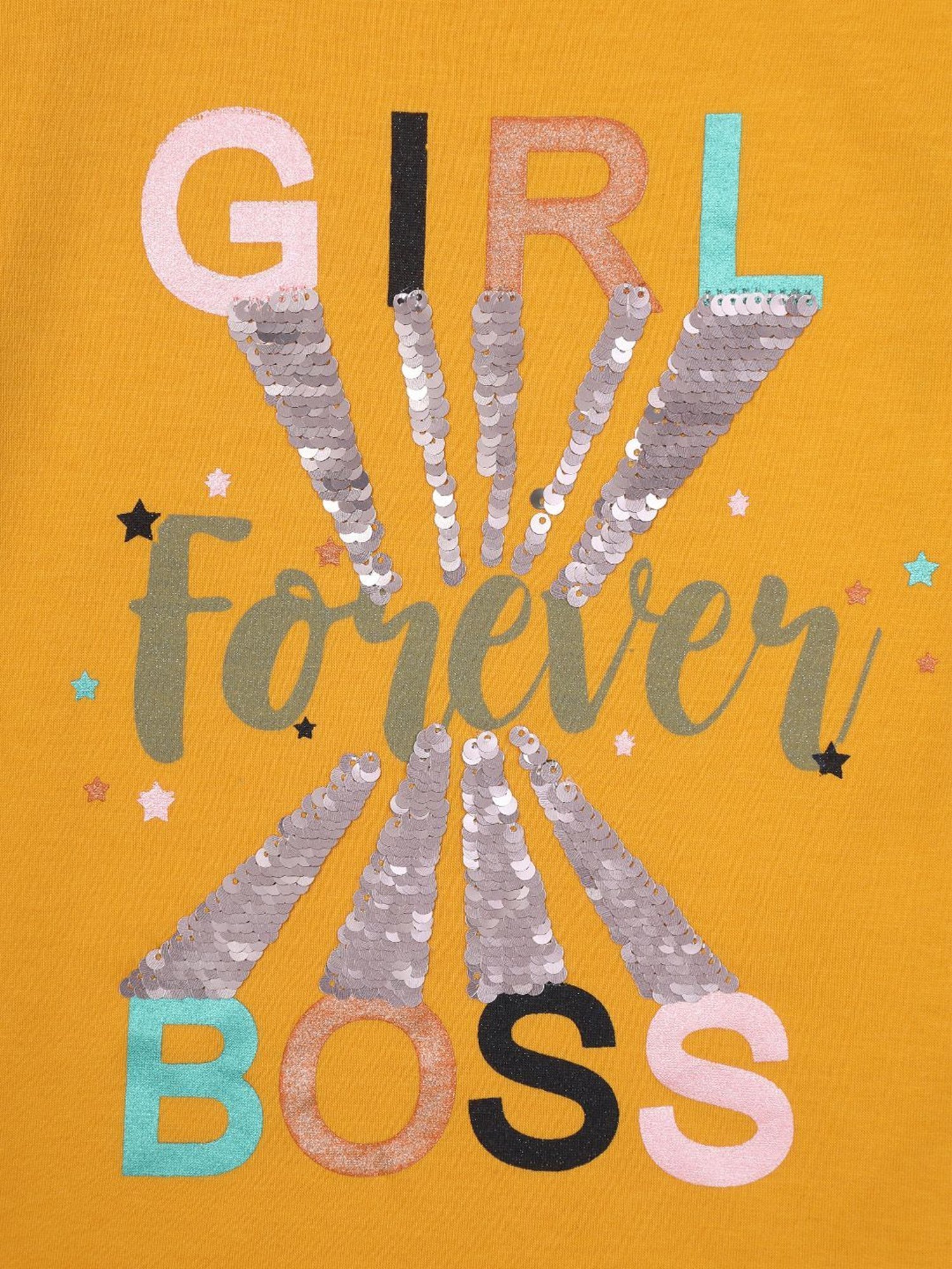 NINS MODA Kids Yellow Sequence Full Sleeves Top