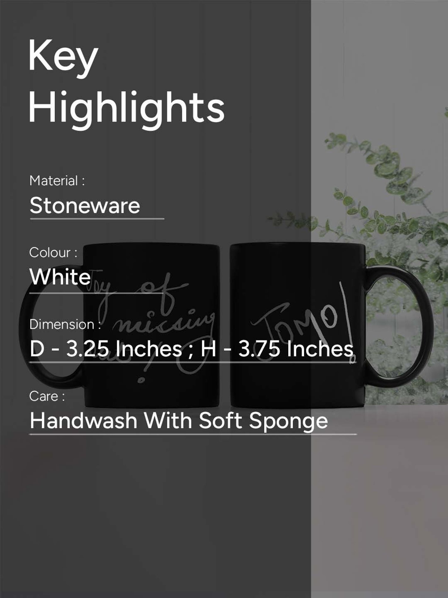 Nestroots Black Stoneware Chic Coffee Mug (0.325 L)