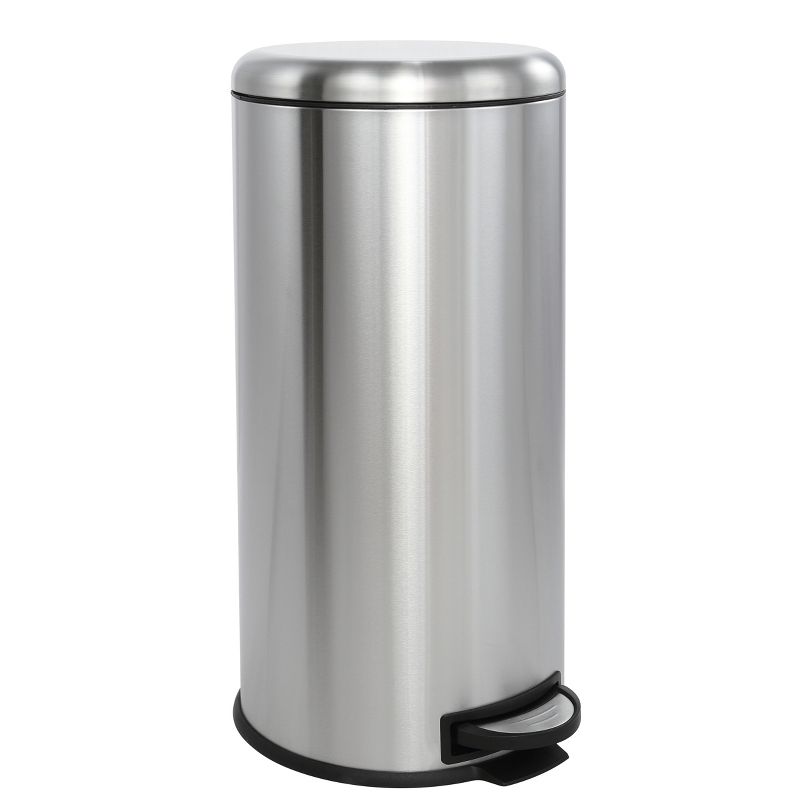 happimess Oscar Round 8-Gallon Step-Open Trash Can with FREE Mini Trash Can, Stainless Steel 