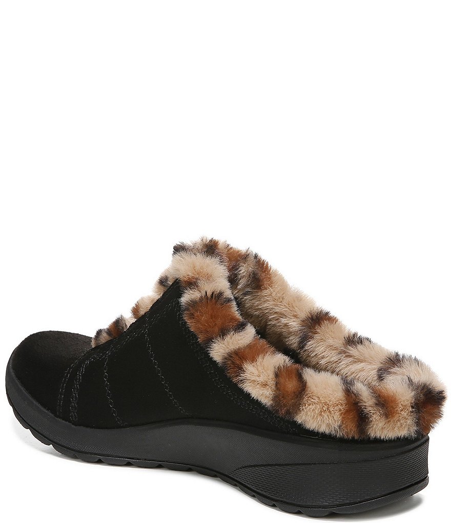 Bzees Golden Cozy Washable Slip-On Leopard Print Faux Fur Mules