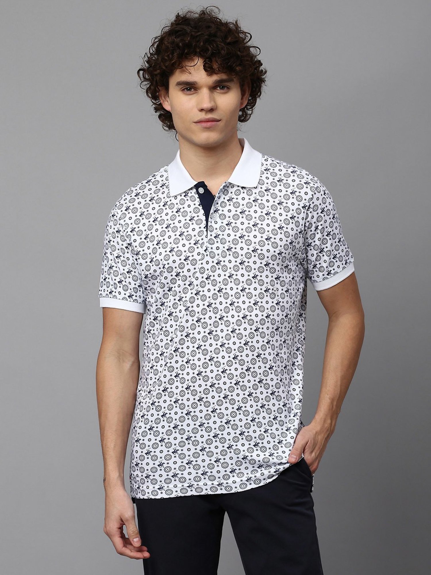 Beverly Hills Polo Club White Regular Fit Cotton Polo T-Shirt