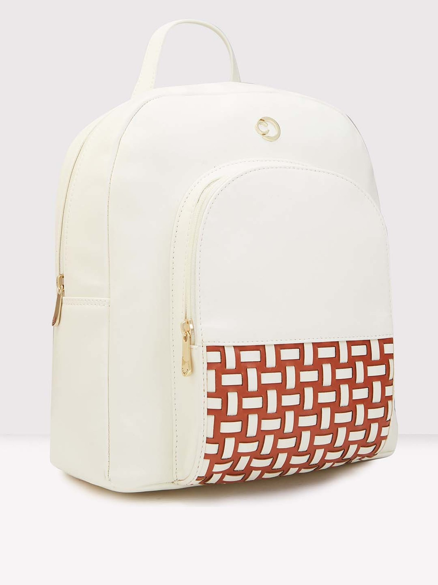 Caprese ZETA White Faux Leather Large Backpack
