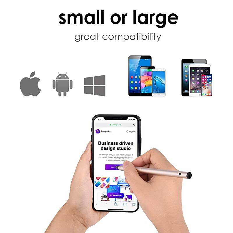 Stylus for iPad Pro/Mini/Air/iPhone/Samsung/Surface Fine Tip offering Accurate Writing/Drawing Experience for Touchscreen Smartphones,Tablets,Notebooks (Gold)