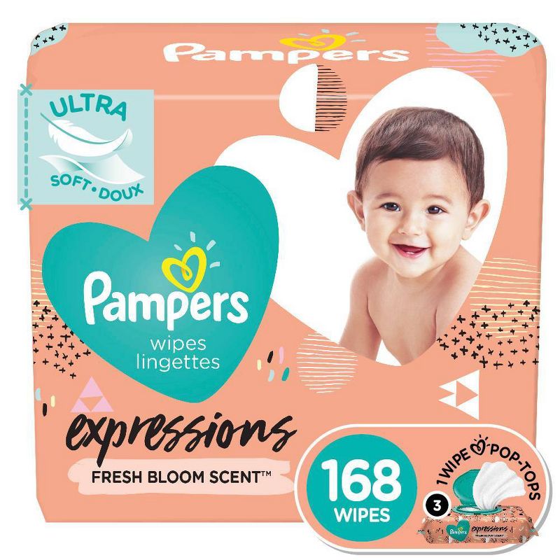 Pampers Expressions Fresh Bloom Baby Wipes 3x - 168ct
