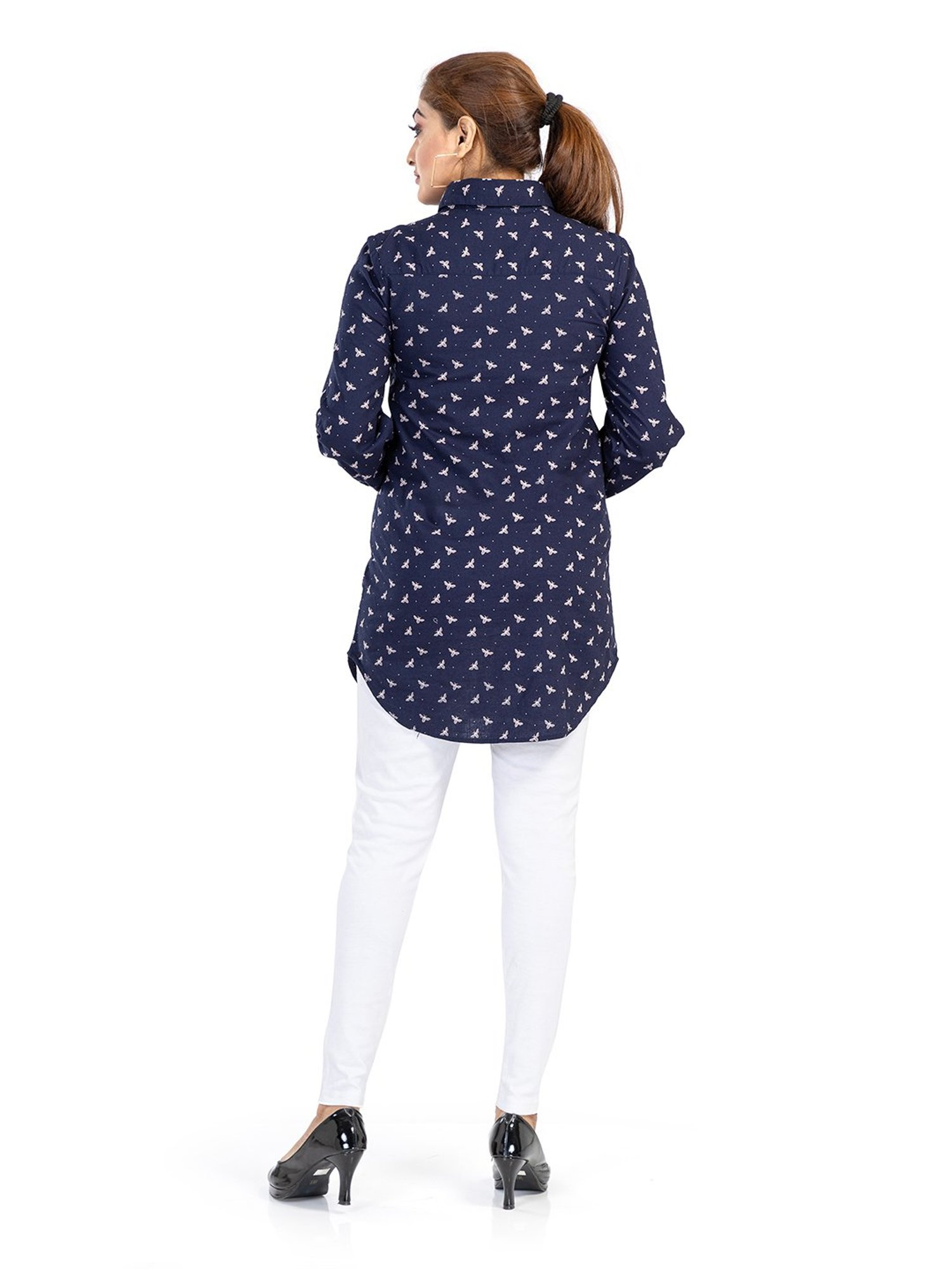 Nino Bambino Dark Blue Printed Long Shirt