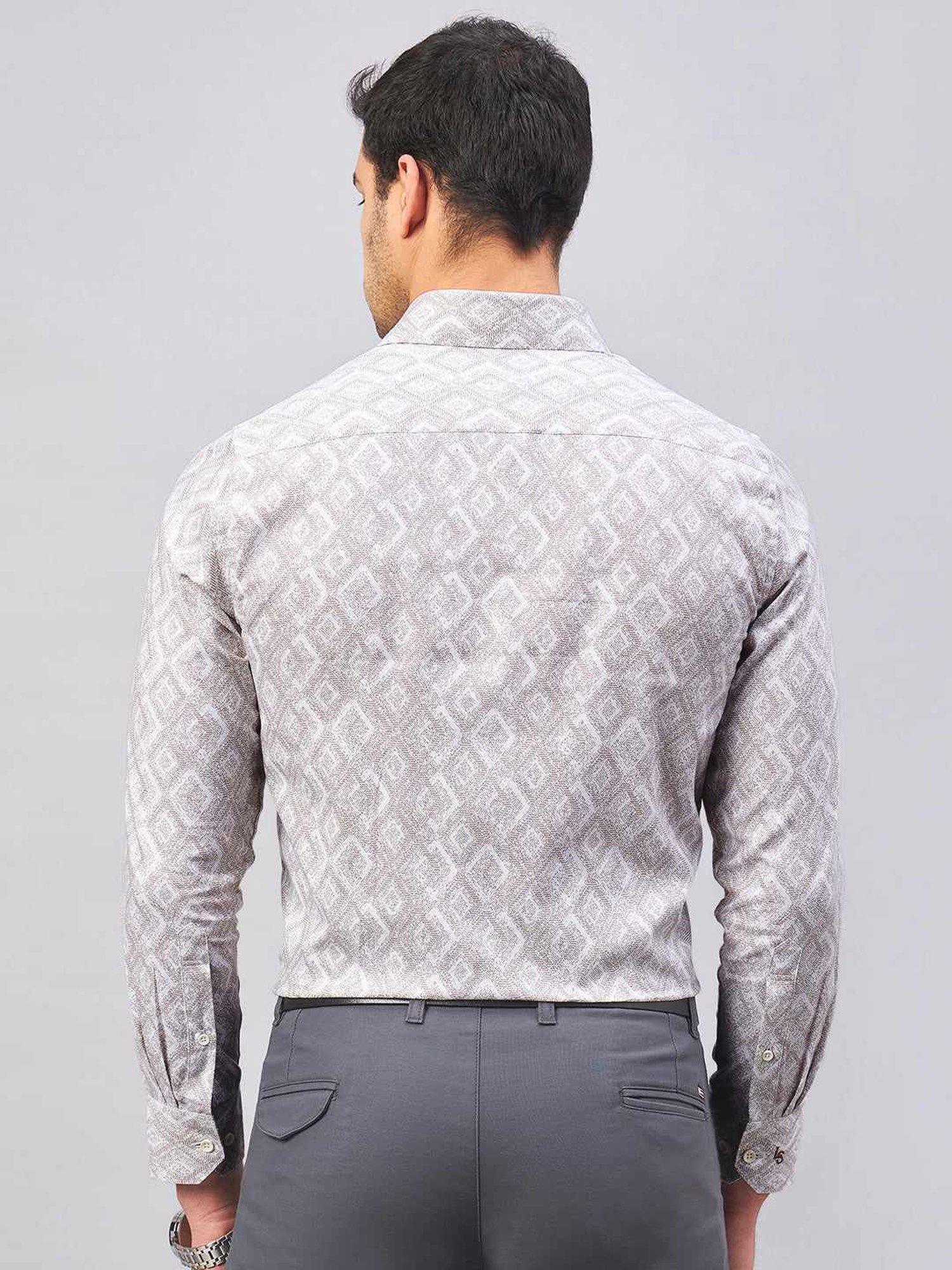 Louis Stitch Brown Cotton Regular Fit Printed Shirt