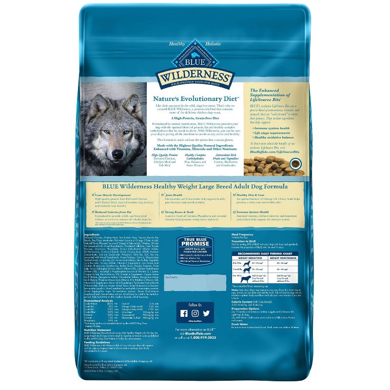 Blue Buffalo Wilderness Grain Free Healthy Weight with Chicken Large Breed Adult Dry Dog Food - 24lbs