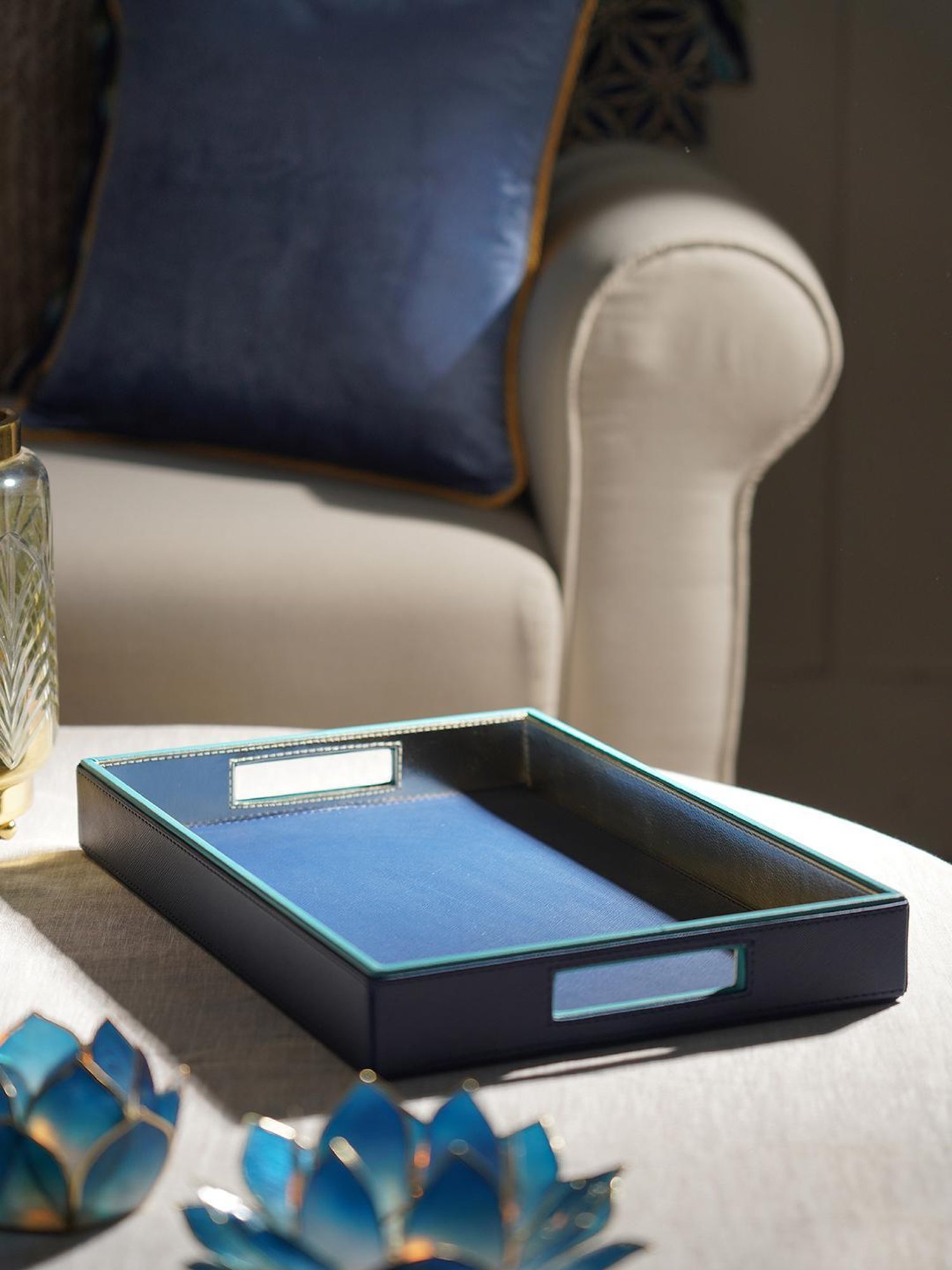 Pure Home and Living Blue MDF Solid Tray