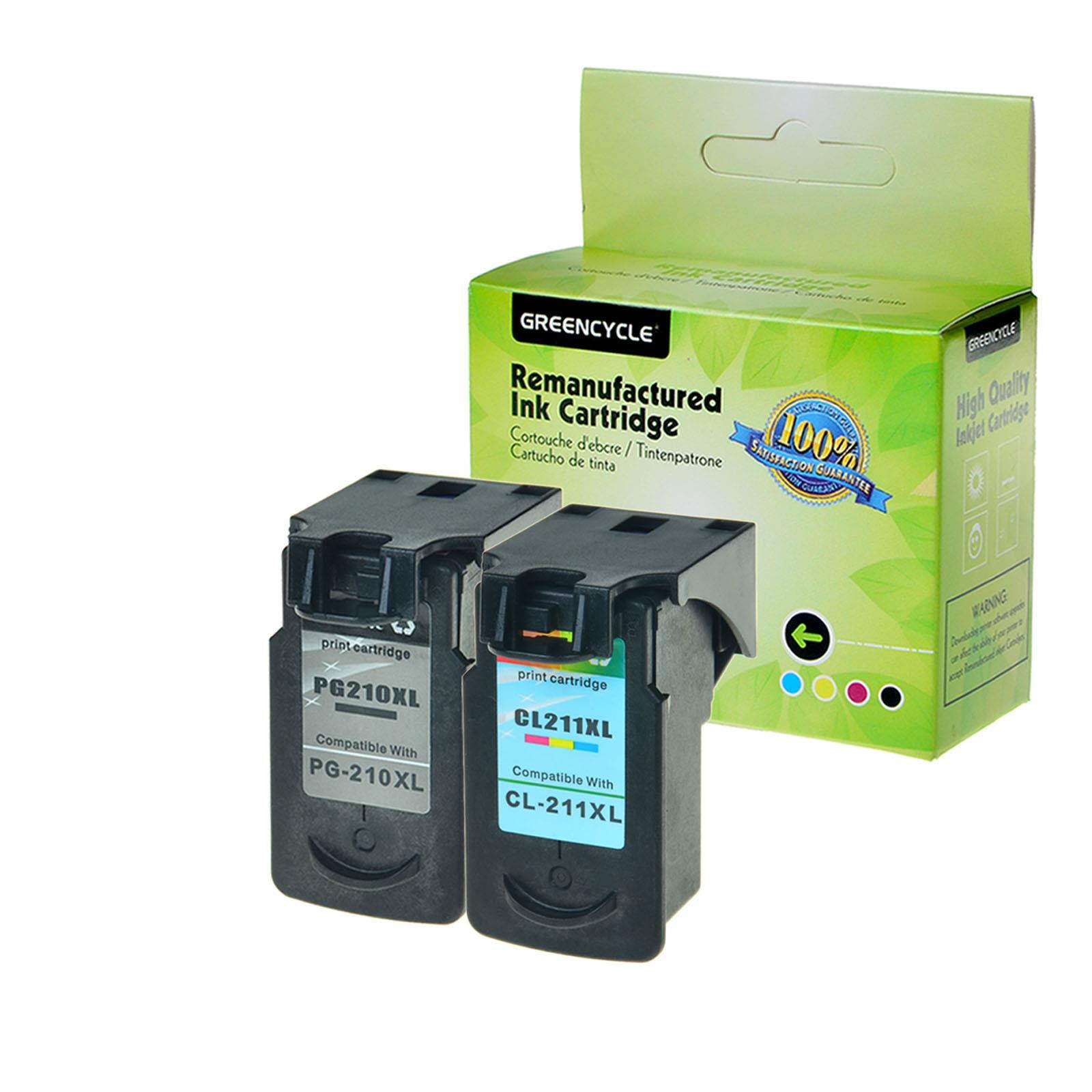 GREENCYCLE Ink Cartridge Compatible Set PG-210XL CL-211XL (1 Black & 1 Color) 2 Pack for Canon PIXMA Printer,With Chip