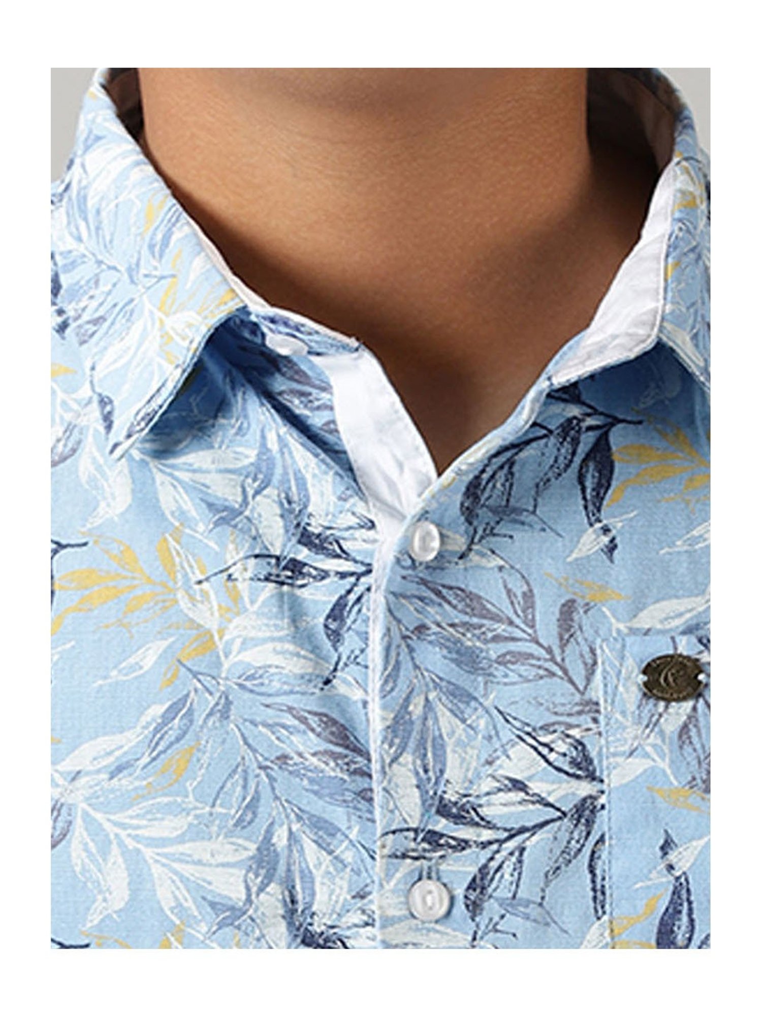 Kiddopanti Boys Light Blue Printed Shirt