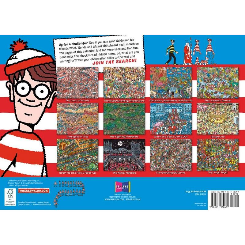Sellers Publishing 2021 Wheres Waldo 16-Month Wall Calendar Handford, Martin