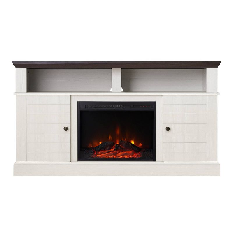 Eliana Fireplace Remote Control TV Stand for TVs up to 65" Dark Oak/White - Versanora